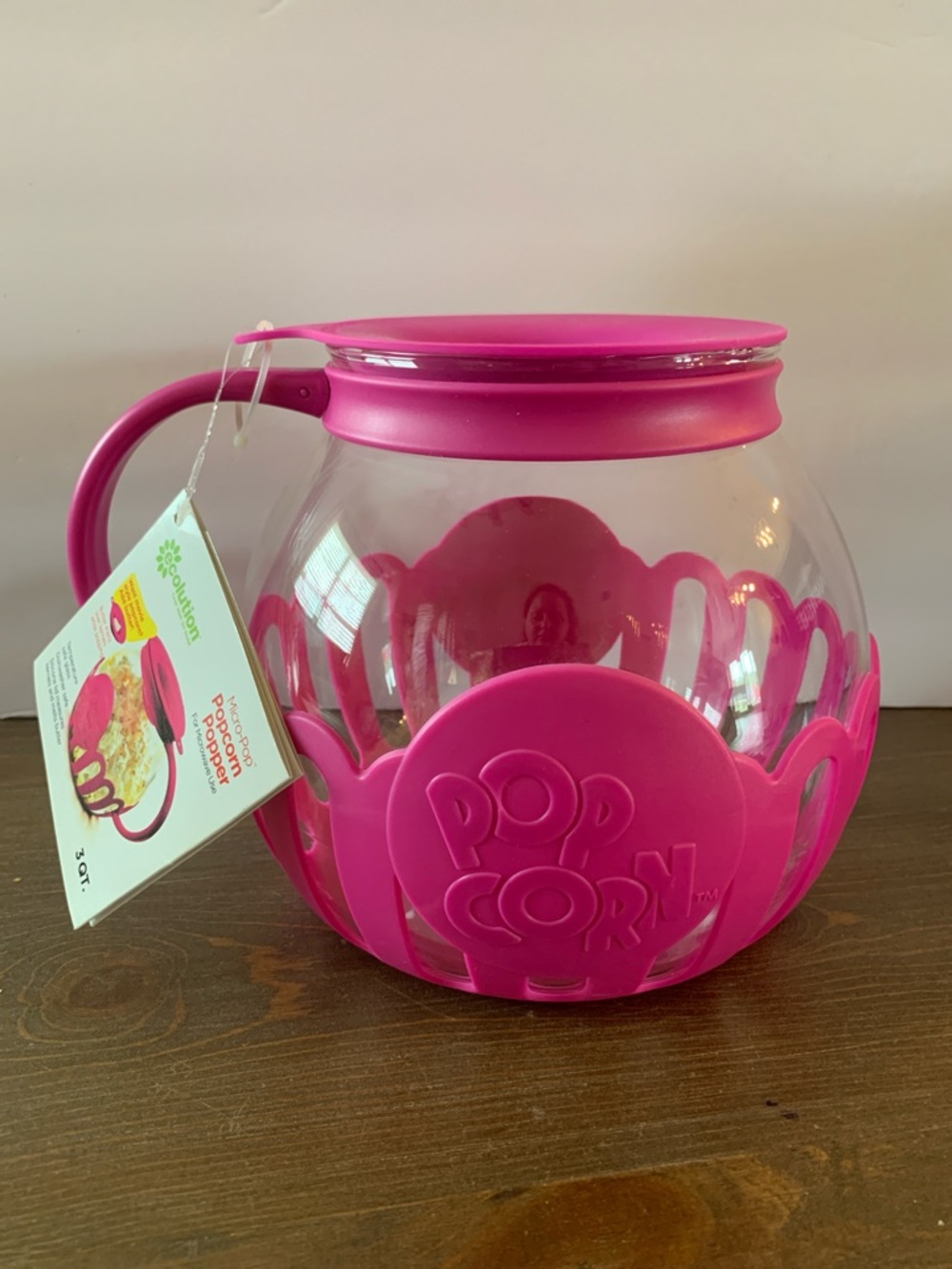 Ecolution Original Microwave Micro-Pop Popcorn Popper Borosilicate Glass Pink